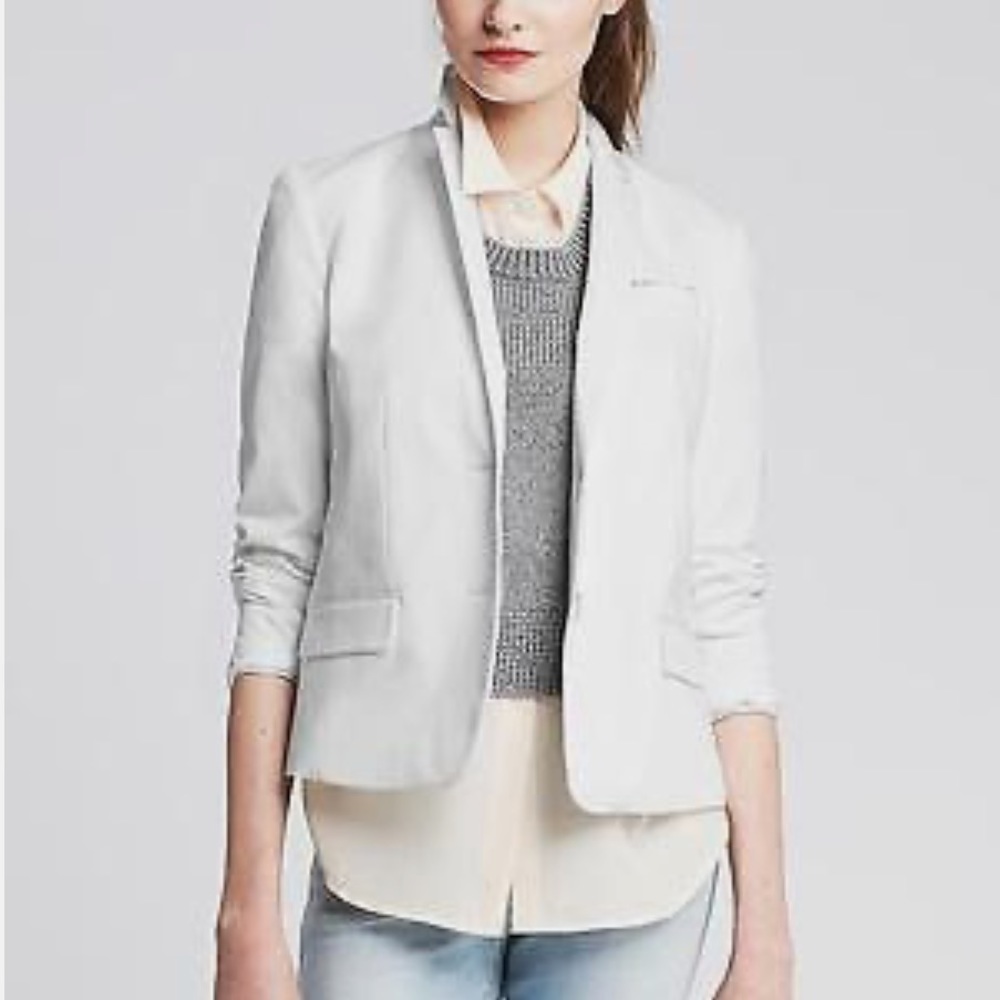 Banana Republic White Cropped Blazer Jacket